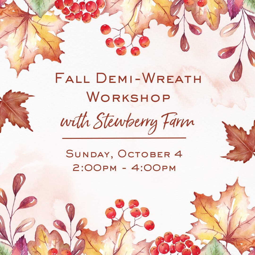 Poster for Fall Demi Wreath Workshop at Hillside Winery