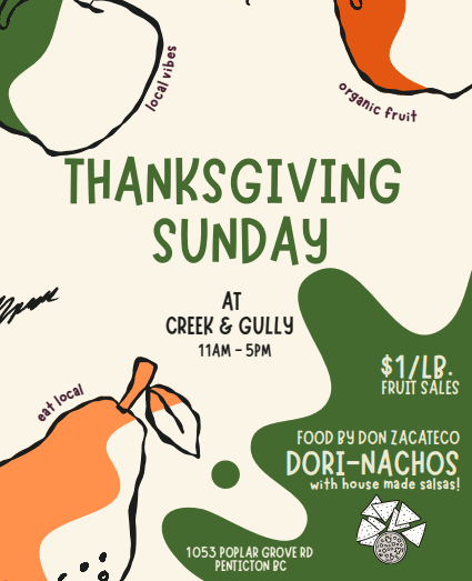 Poster for Thanksgiving Sunday at Creek & Gully