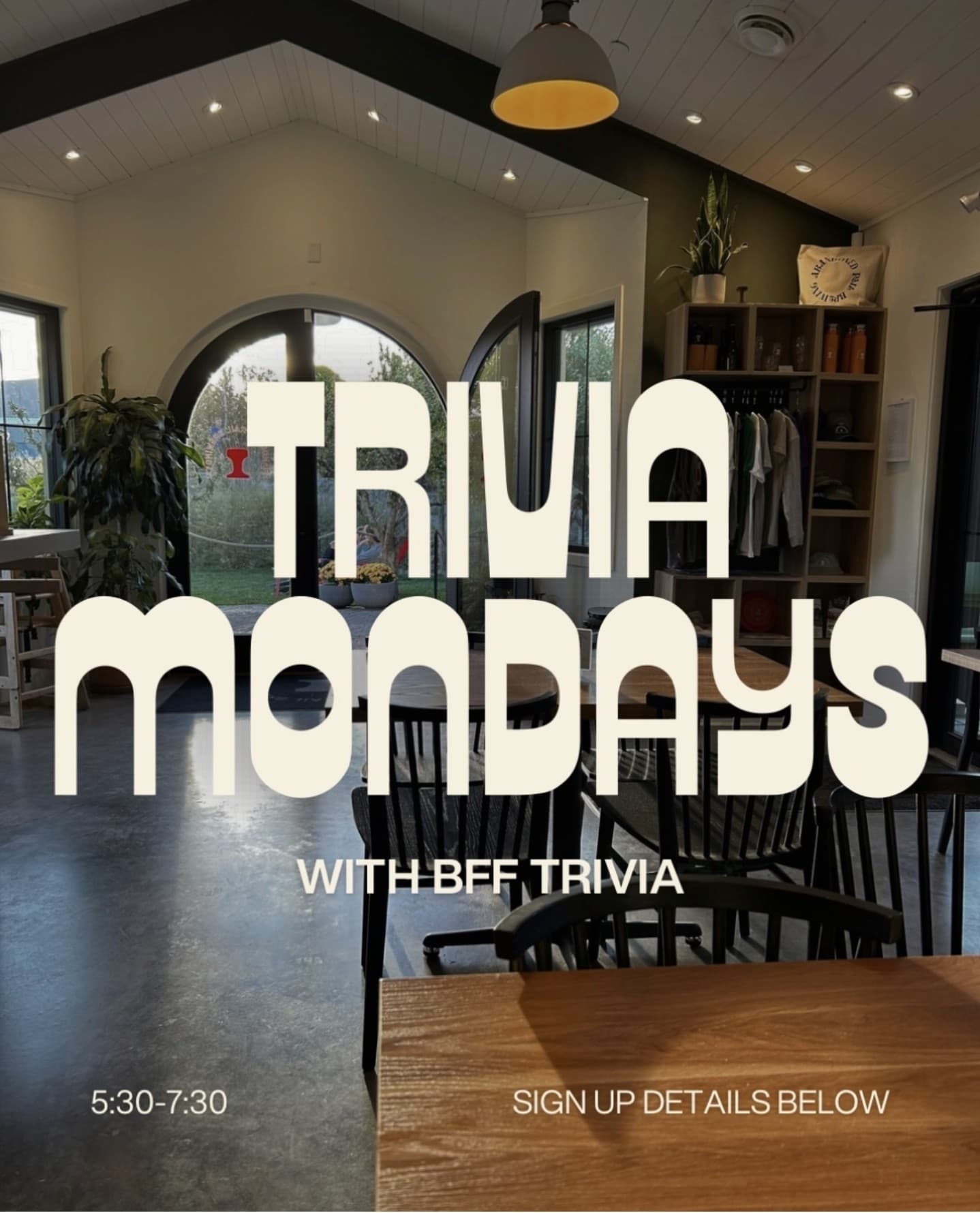 Poster for Trivia Mondays at Abandoned Rail Brewing