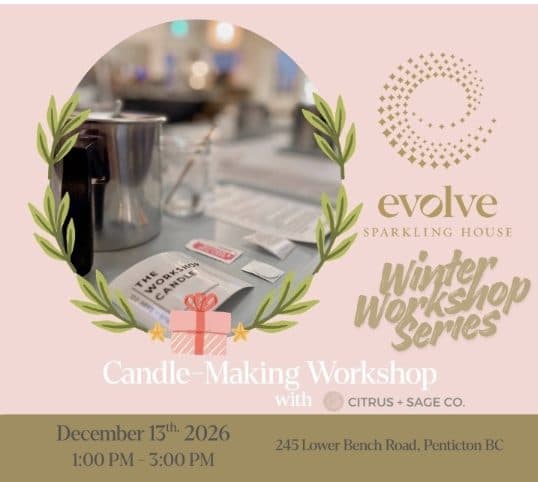 Poster for Candle-Making Workshop with Citrus + Sage Co. at Evolve Sparkling House